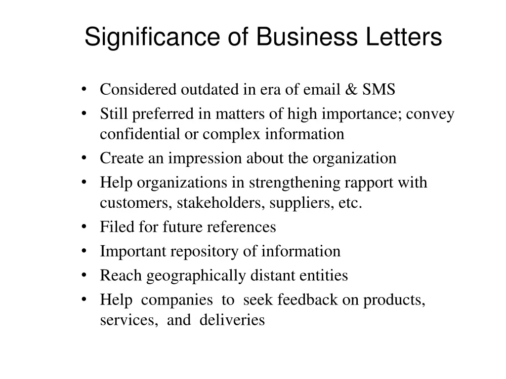 significance of business letters