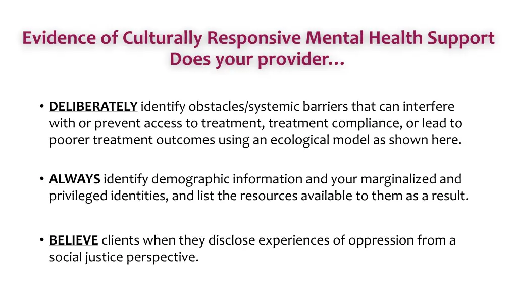 evidence of culturally responsive mental health