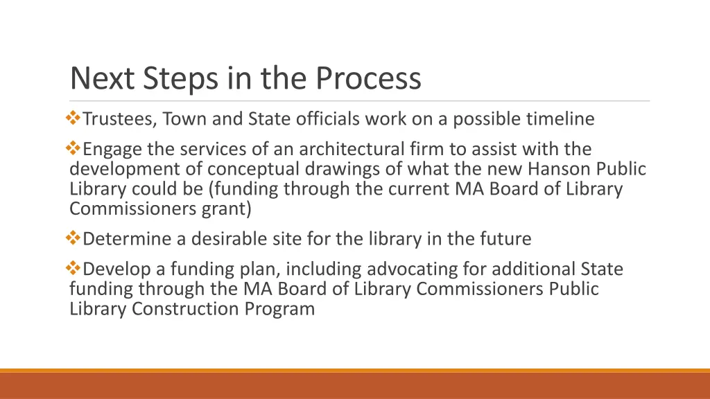 next steps in the process trustees town and state
