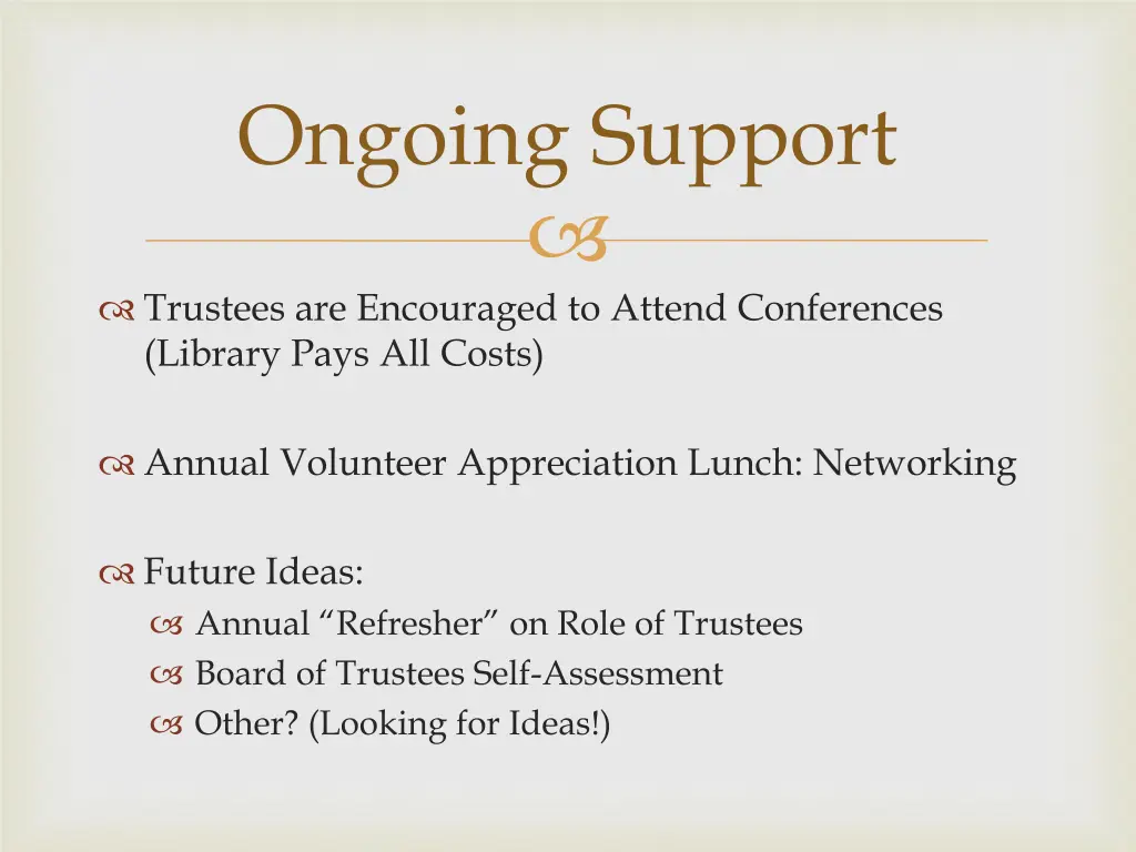 ongoing support