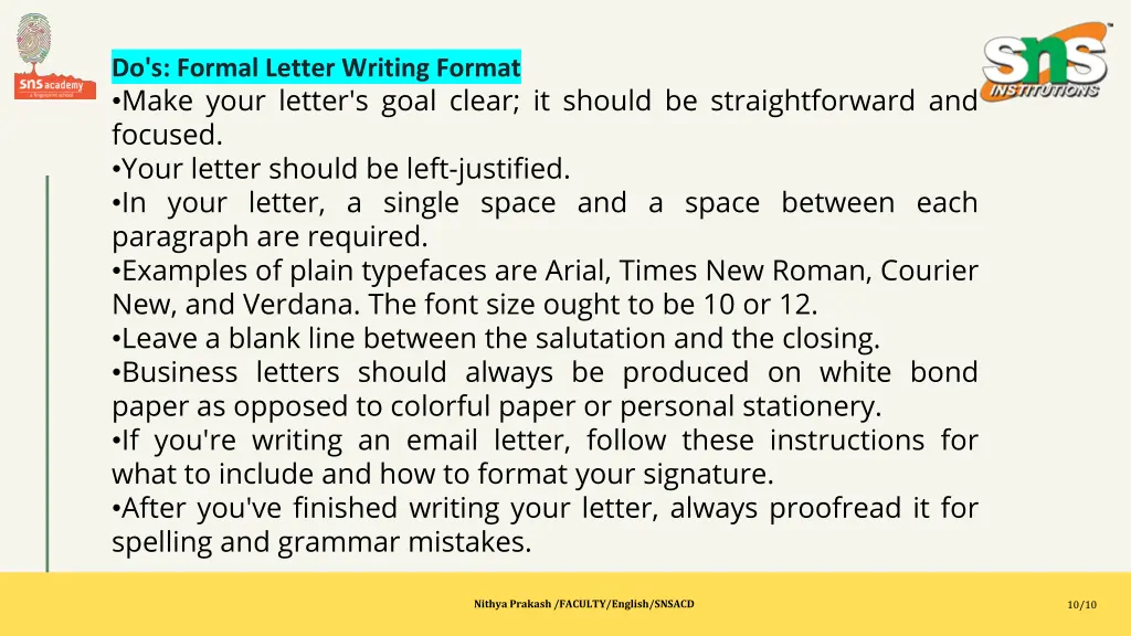 do s formal letter writing format make your