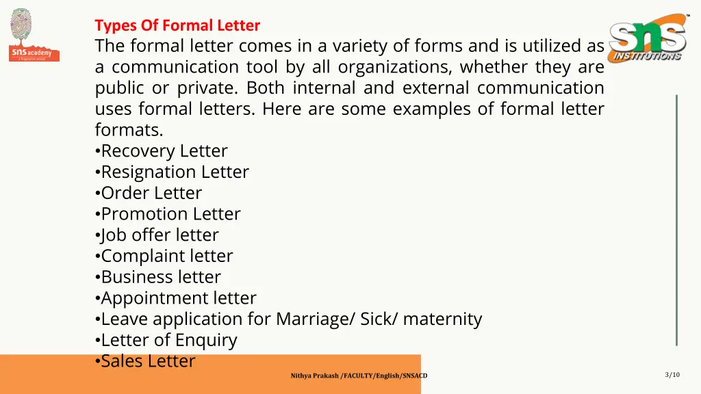 types of formal letter the formal letter comes