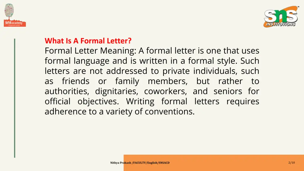 what is a formal letter formal letter meaning