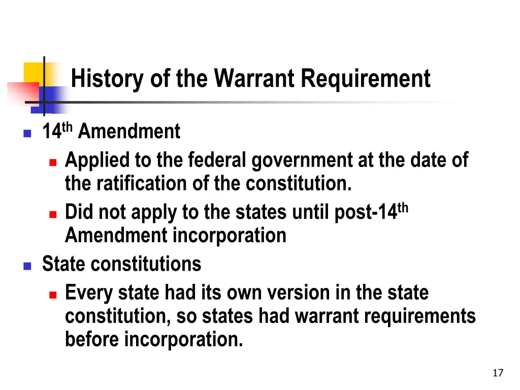history of the warrant requirement