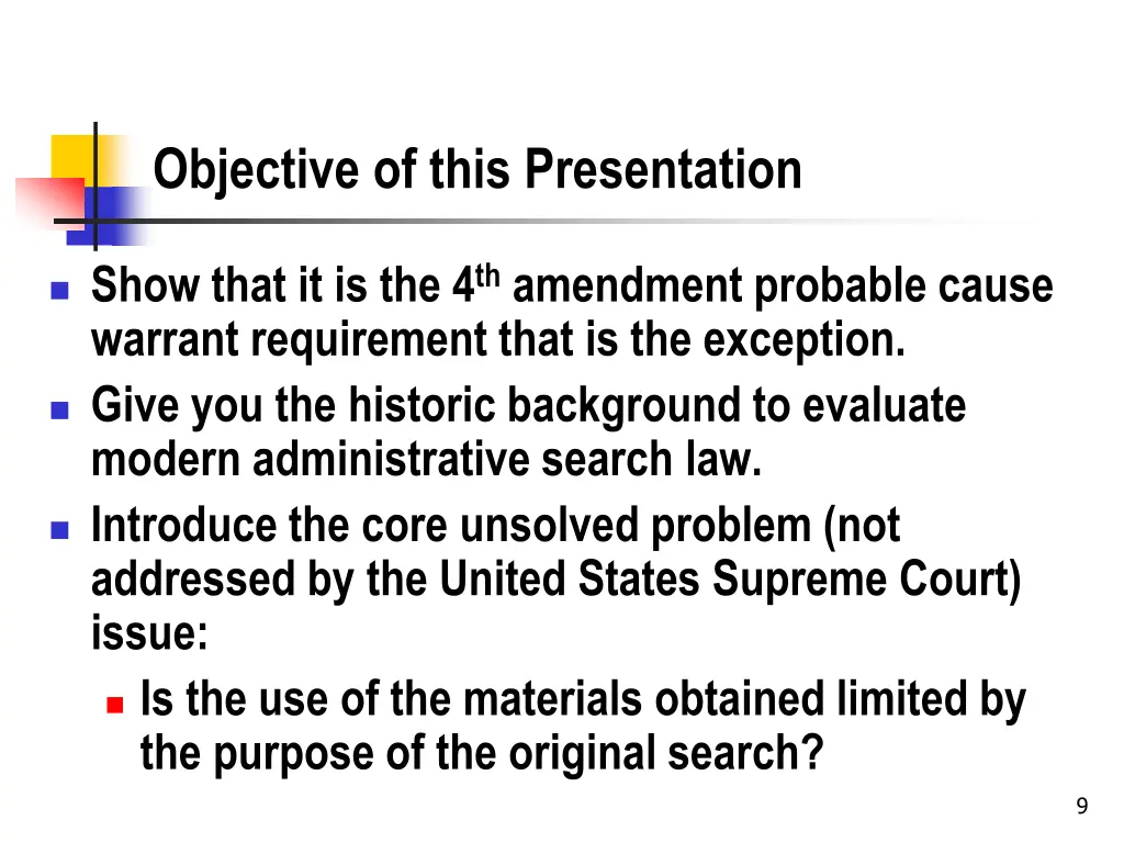 objective of this presentation