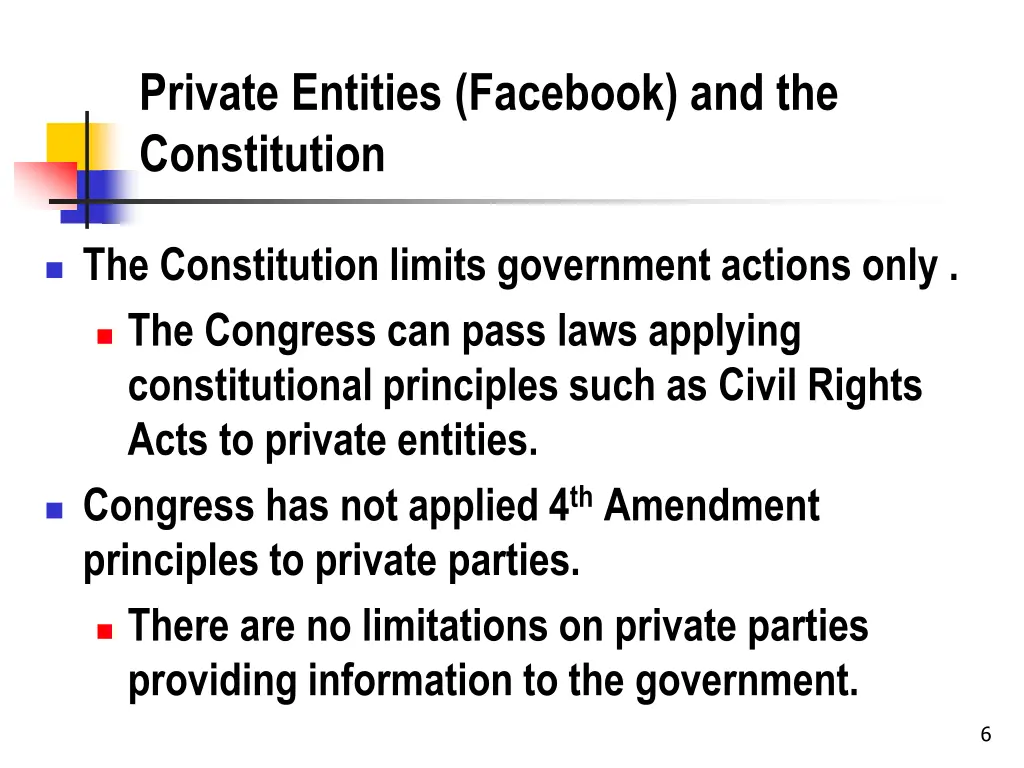 private entities facebook and the constitution