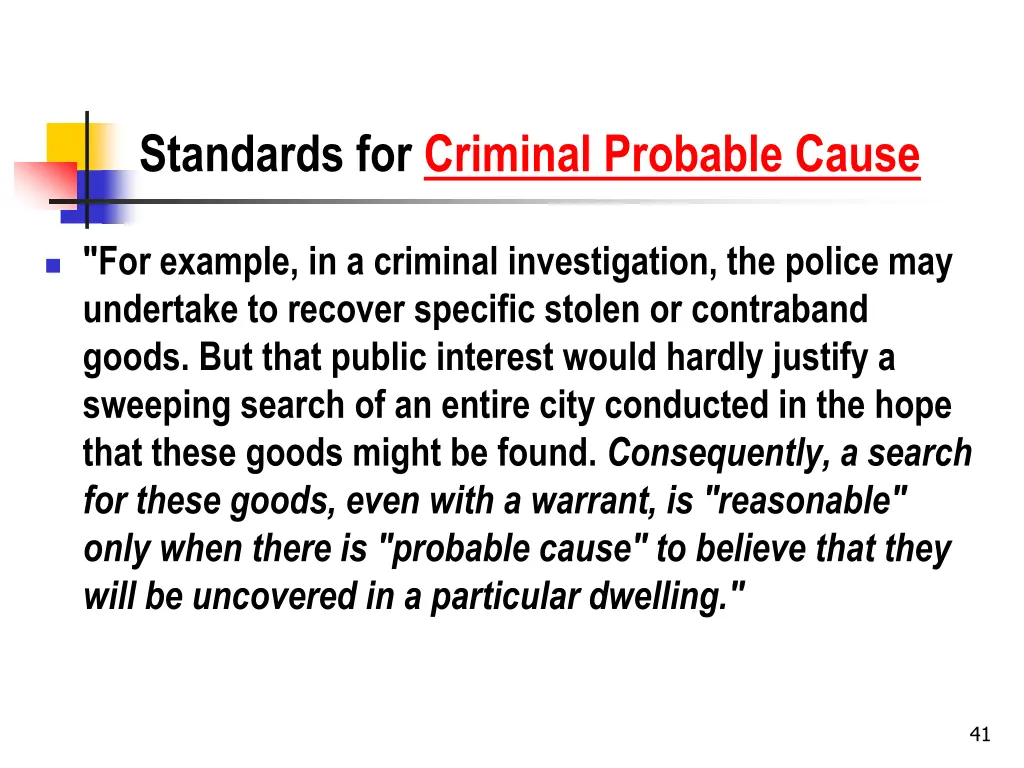 standards for criminal probable cause