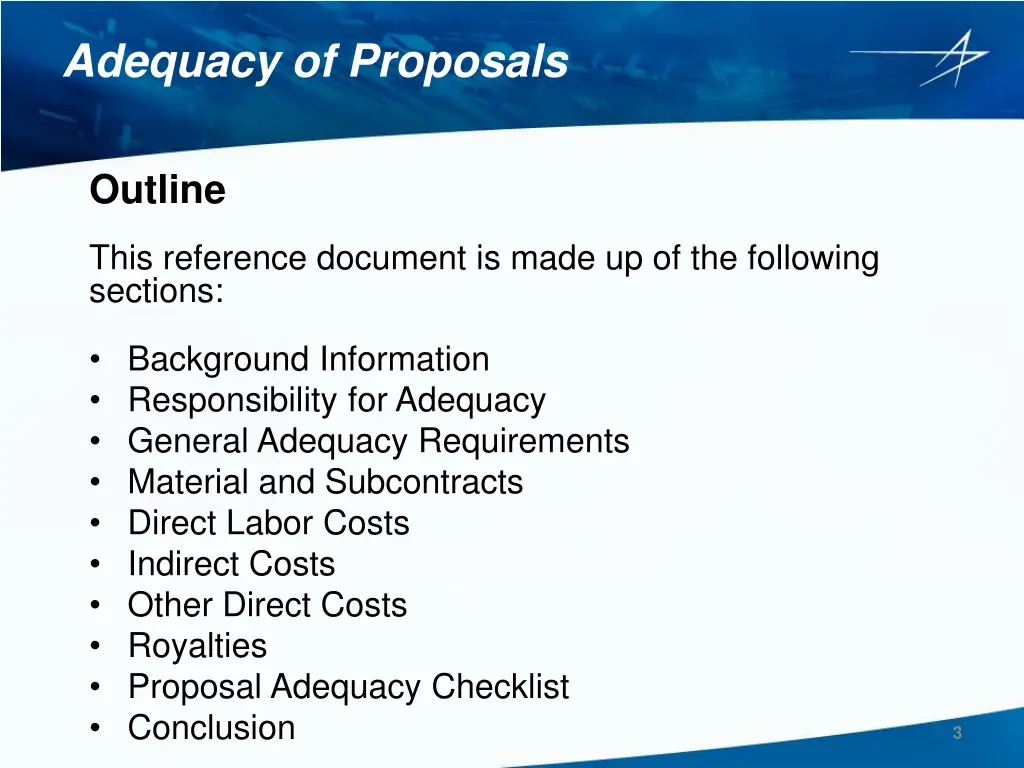 adequacy of proposals 1