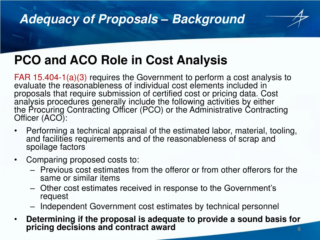 adequacy of proposals background 2
