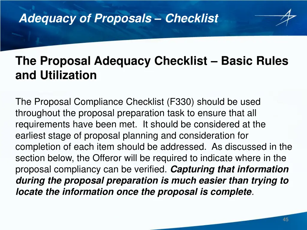 adequacy of proposals checklist 2