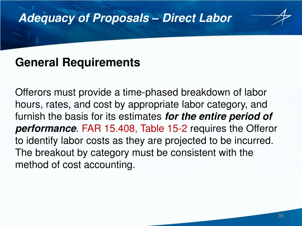 adequacy of proposals direct labor 1