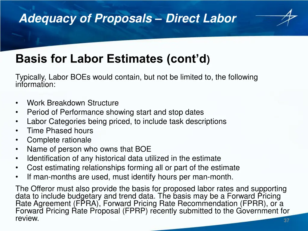 adequacy of proposals direct labor 3