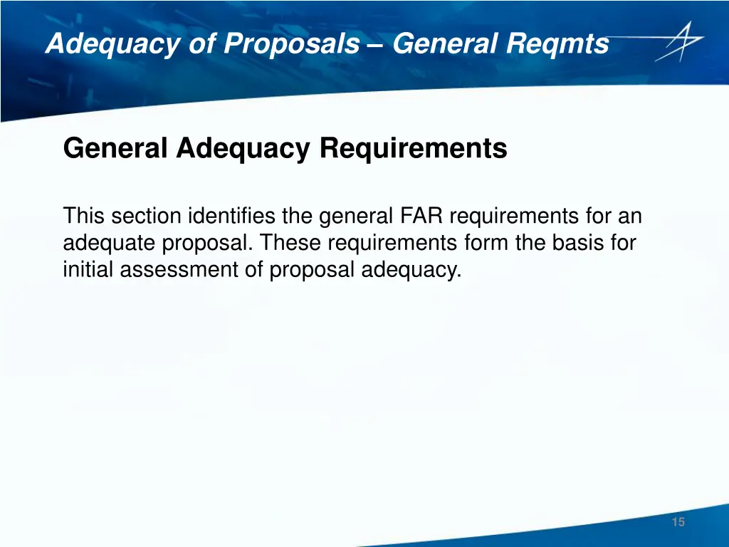 adequacy of proposals general reqmts