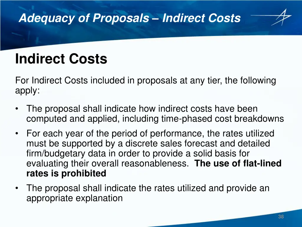 adequacy of proposals indirect costs