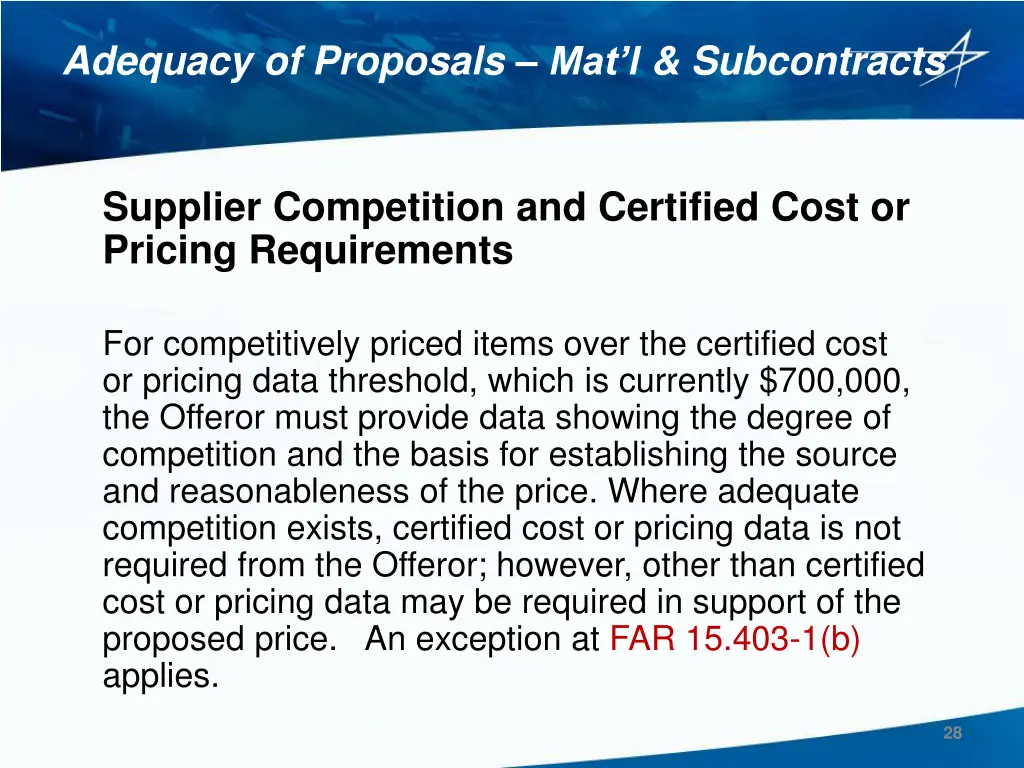 adequacy of proposals mat l subcontracts 5
