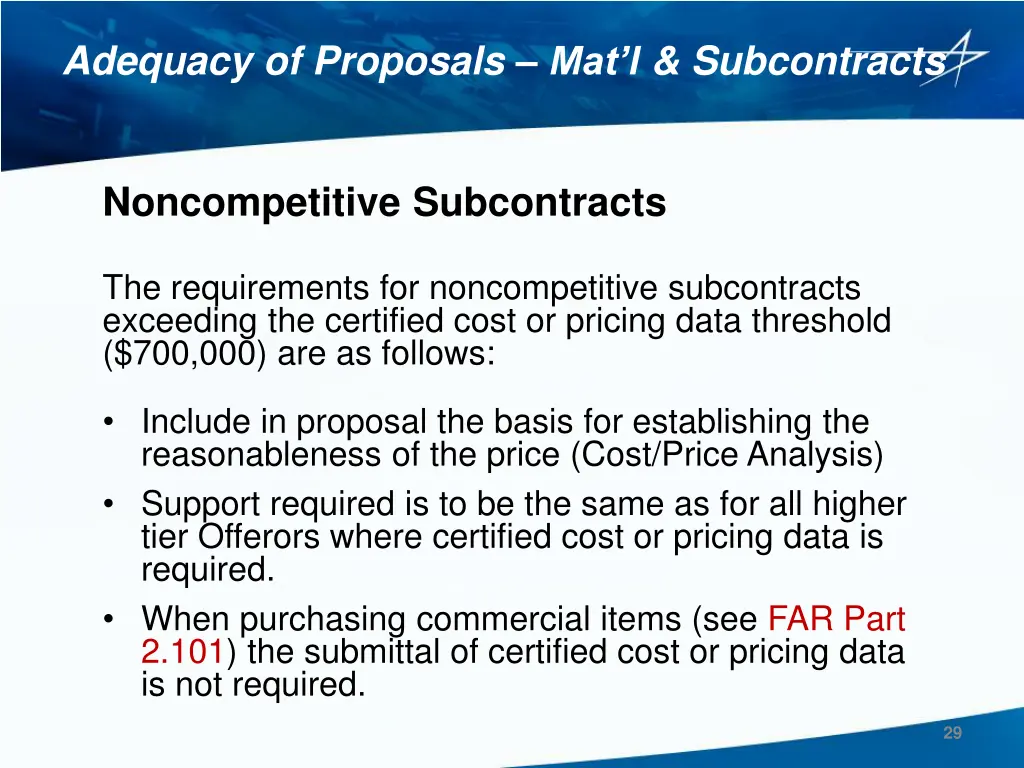 adequacy of proposals mat l subcontracts 6