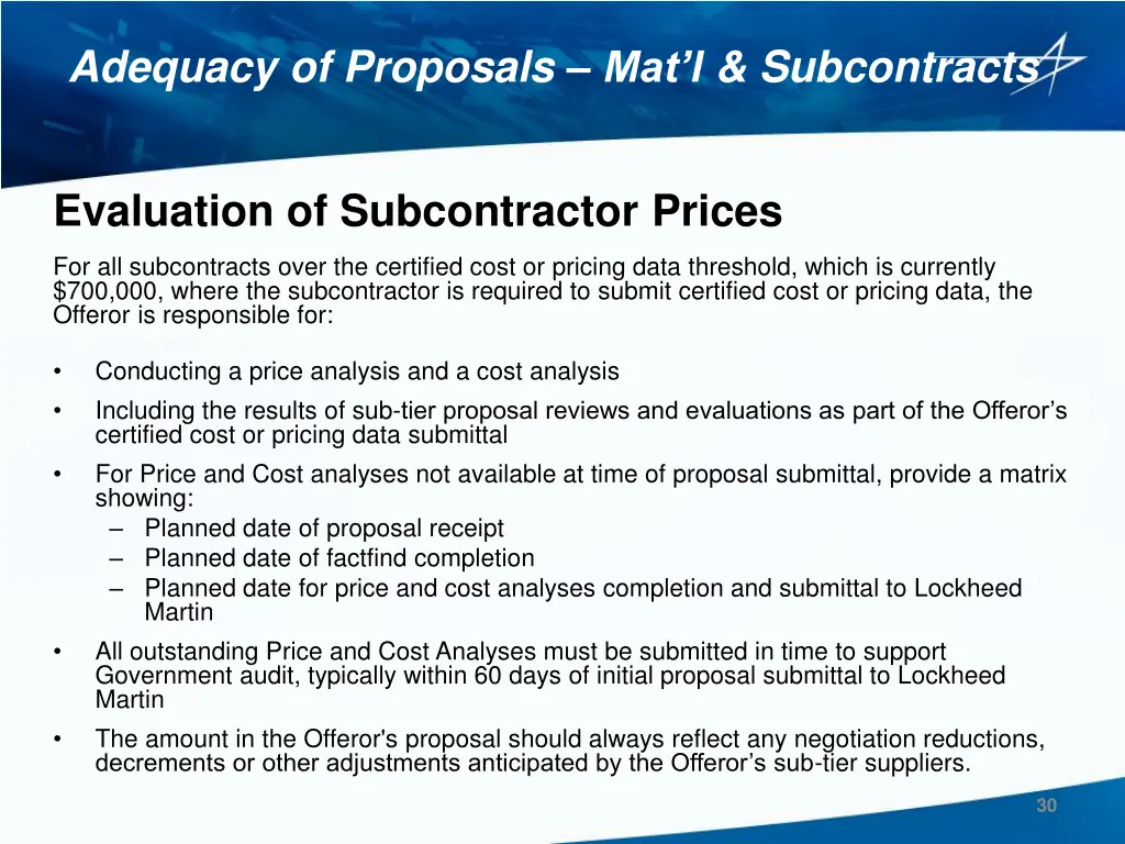 adequacy of proposals mat l subcontracts 7