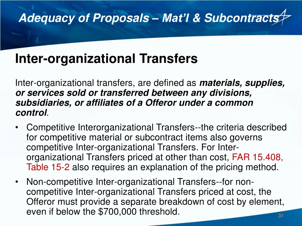adequacy of proposals mat l subcontracts 8