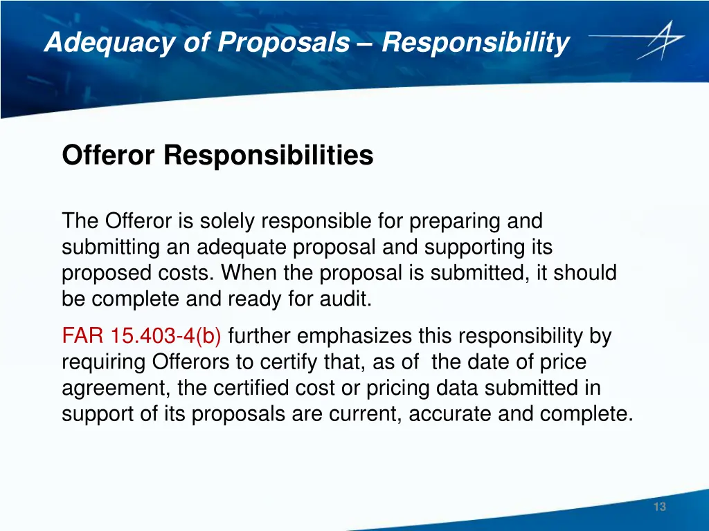 adequacy of proposals responsibility 1