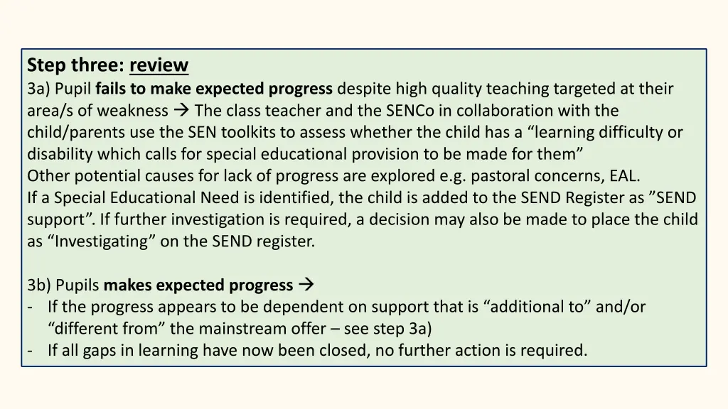 step three review 3a pupil fails to make expected