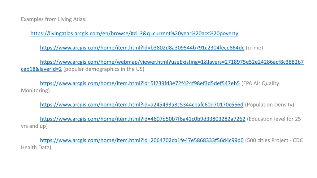 examples from living atlas
