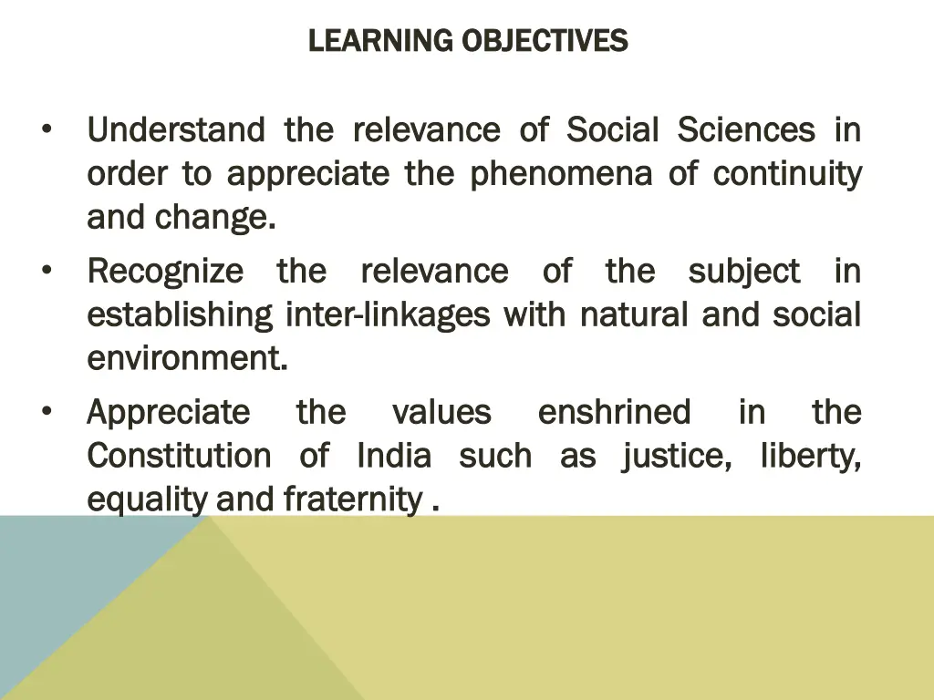 learning objectives learning objectives