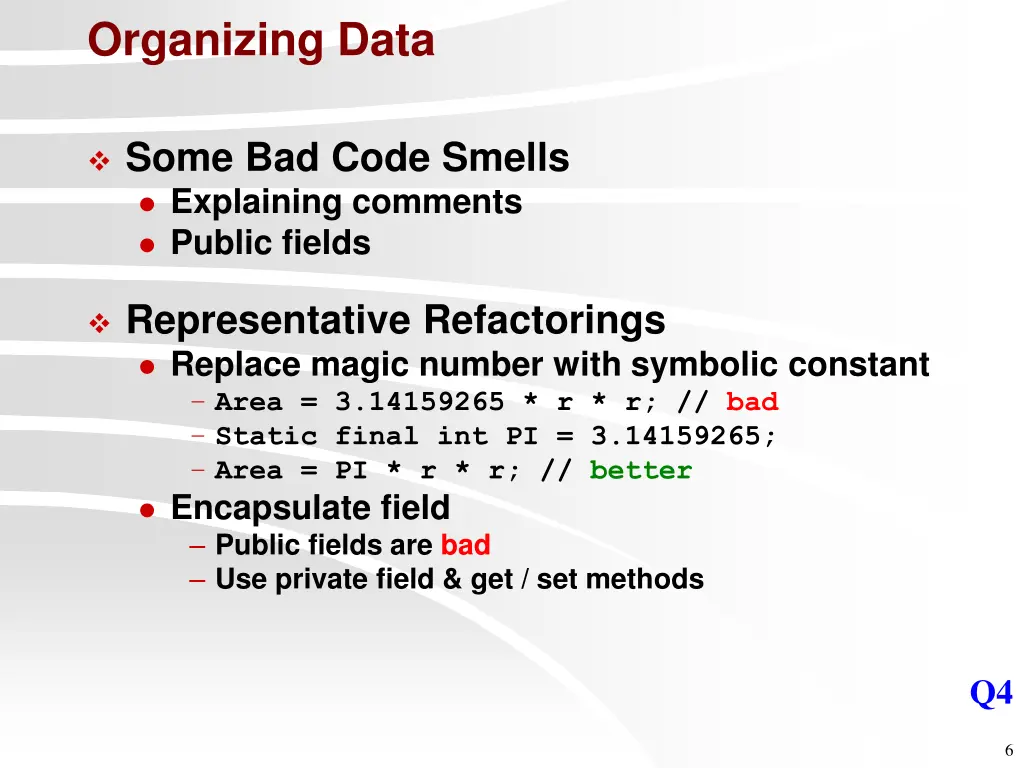 organizing data 1
