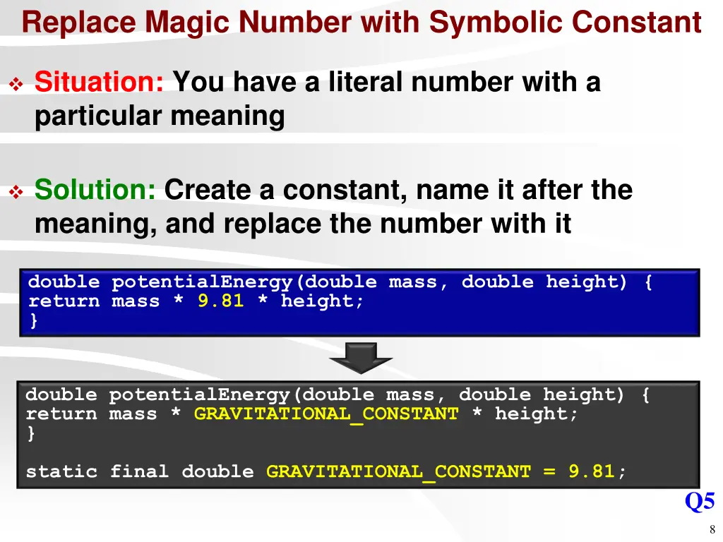 replace magic number with symbolic constant 1