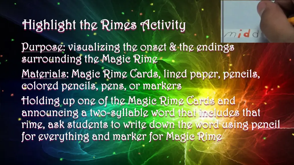highlight the rimes activity highlight the rimes