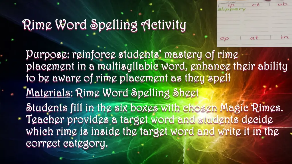 rime word spelling activity rime word spelling