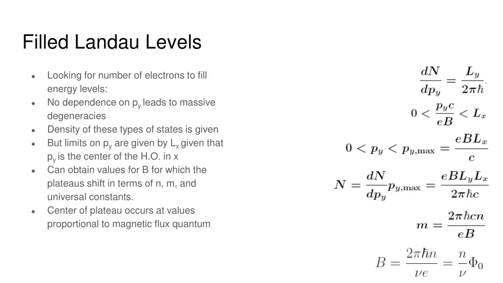 filled landau levels