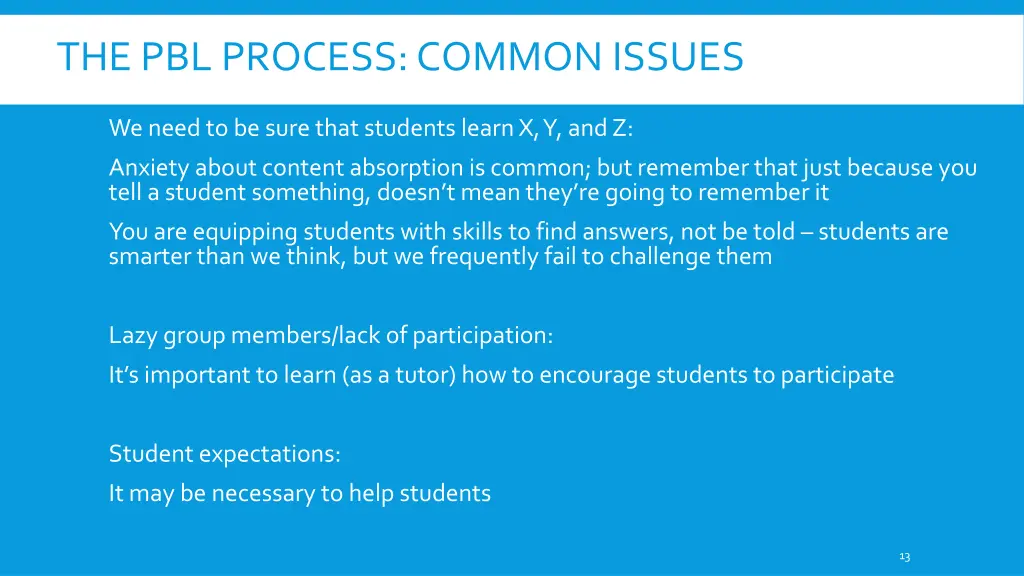 the pbl process common issues