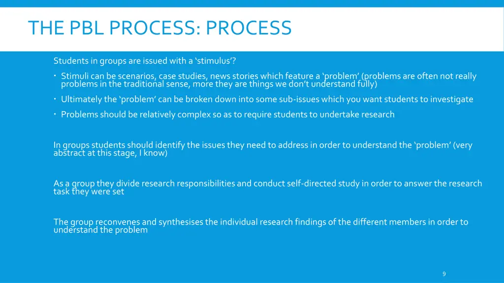 the pbl process process