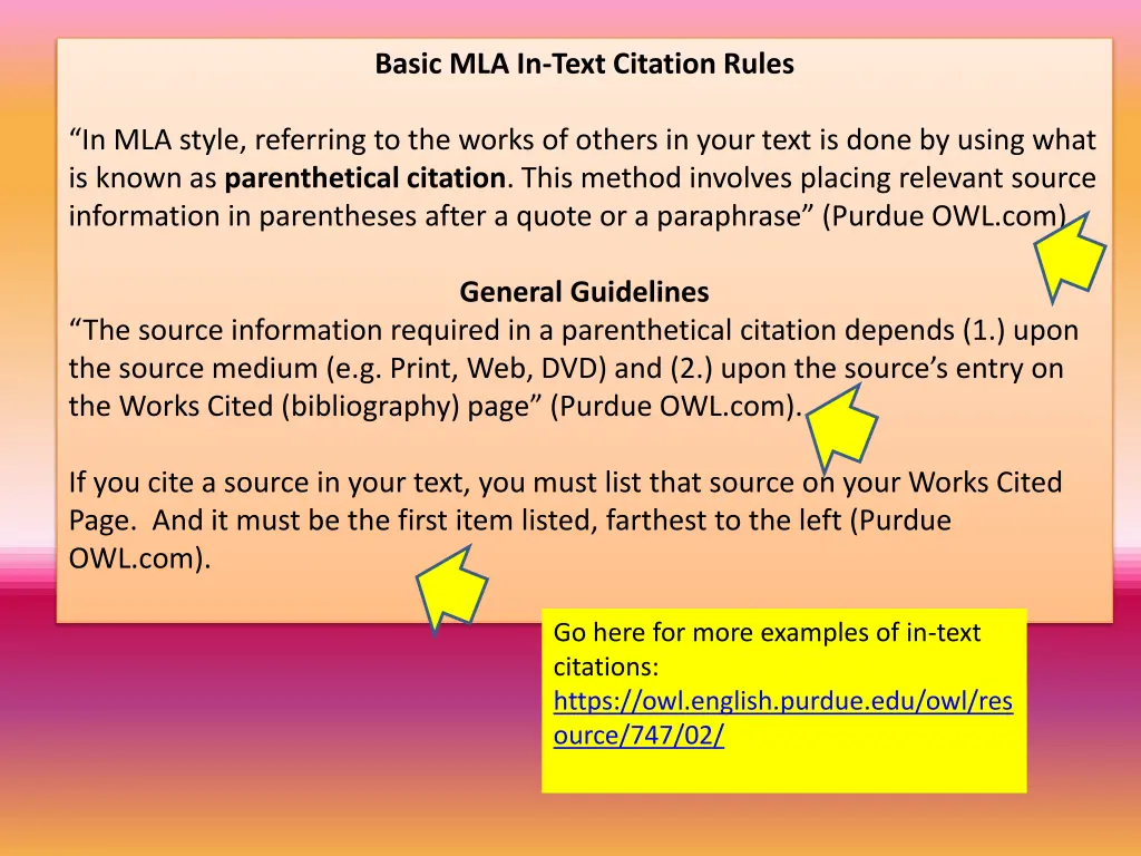 basic mla in text citation rules