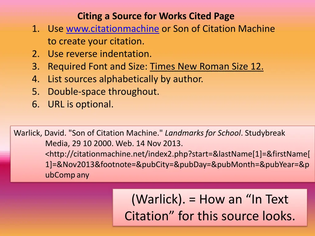 citing a source for works cited page