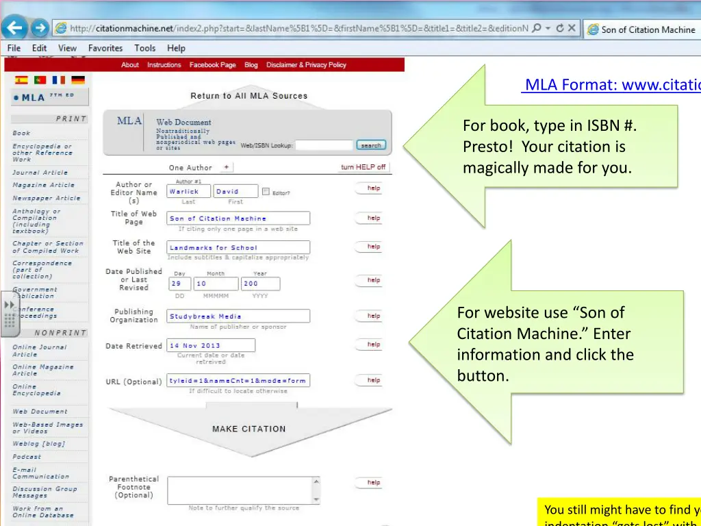 mla format www citationmachine com