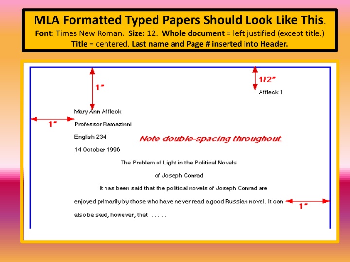 mla formatted typed papers should look like this