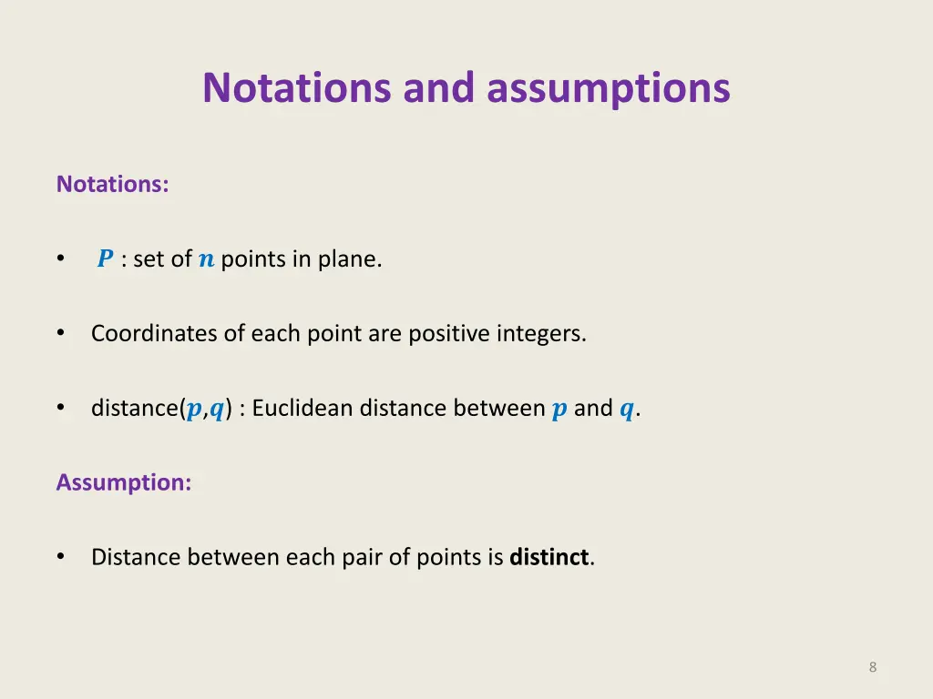 notations and assumptions