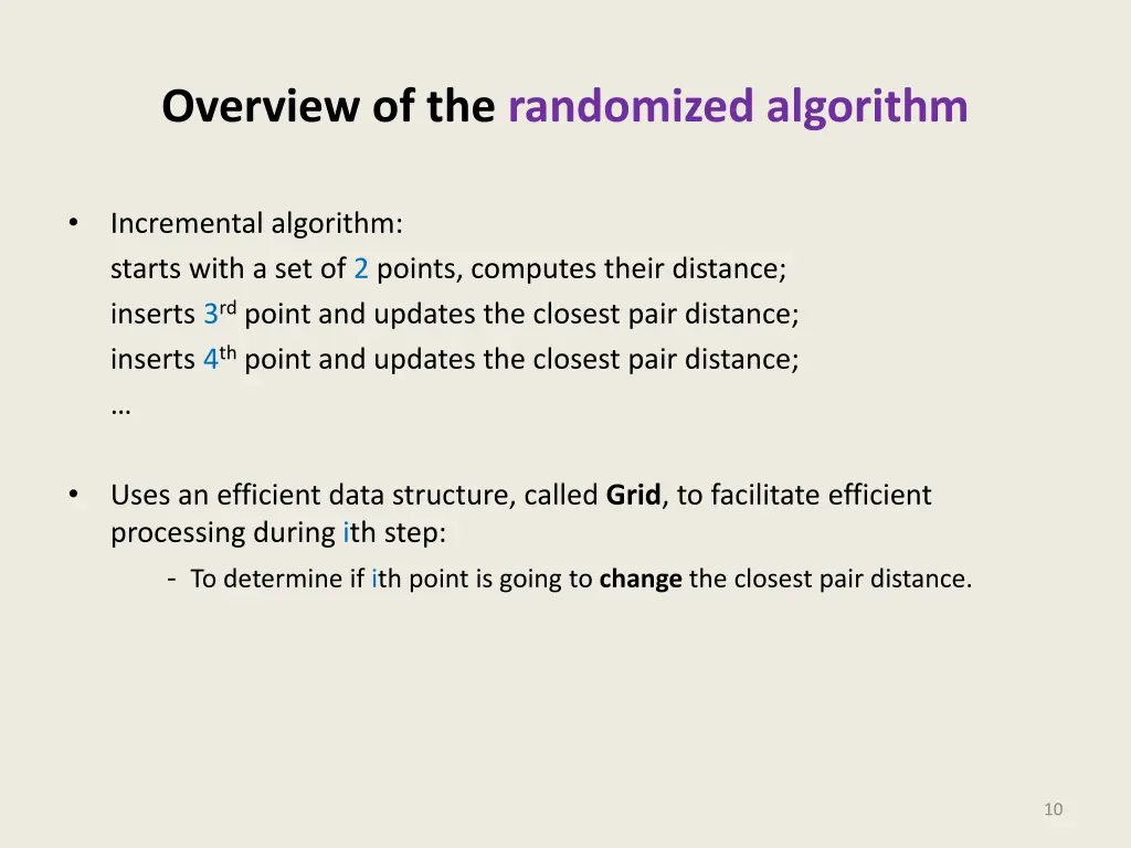 overview of the randomized algorithm