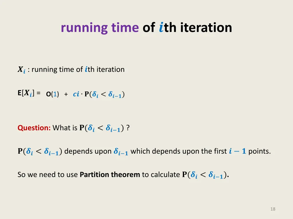 running time of th iteration