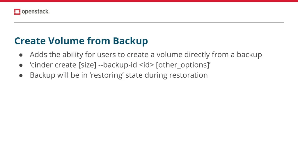 create volume from backup adds the ability
