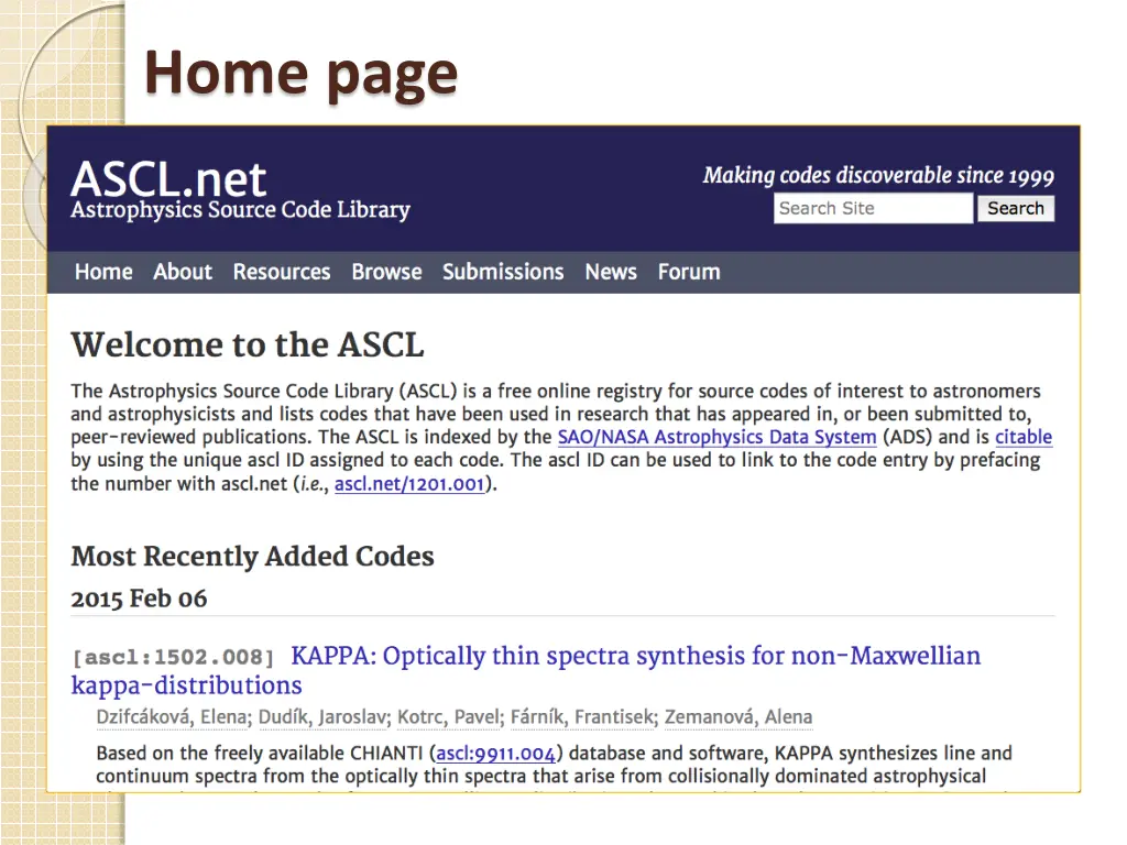 home page