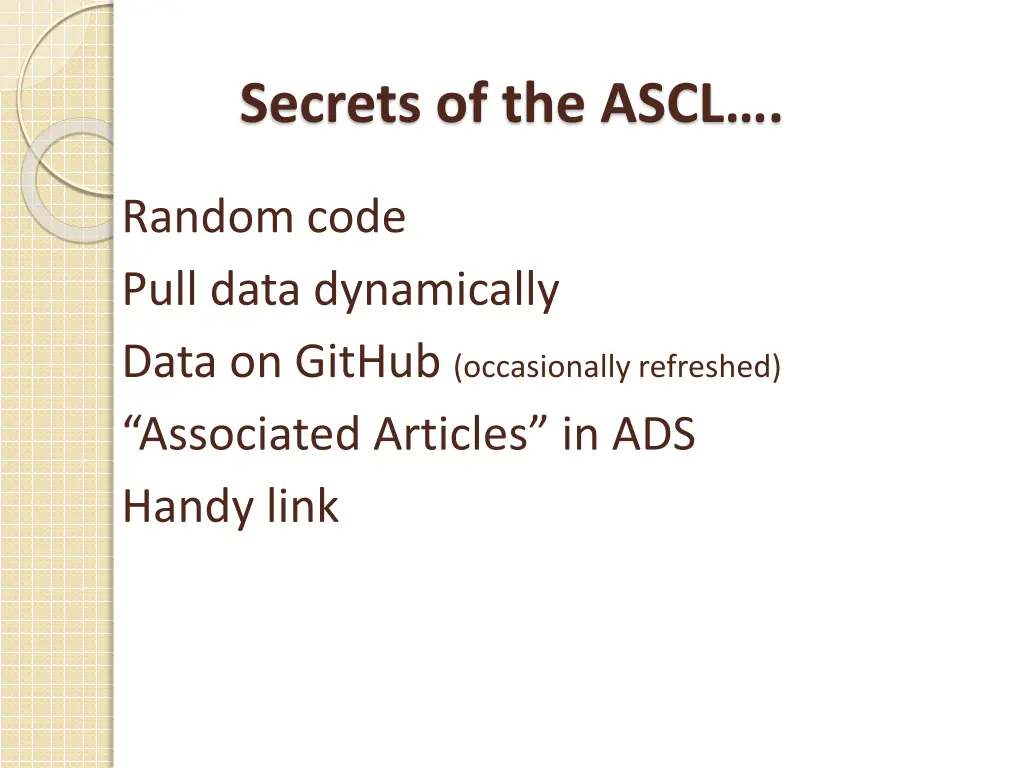 secrets of the ascl