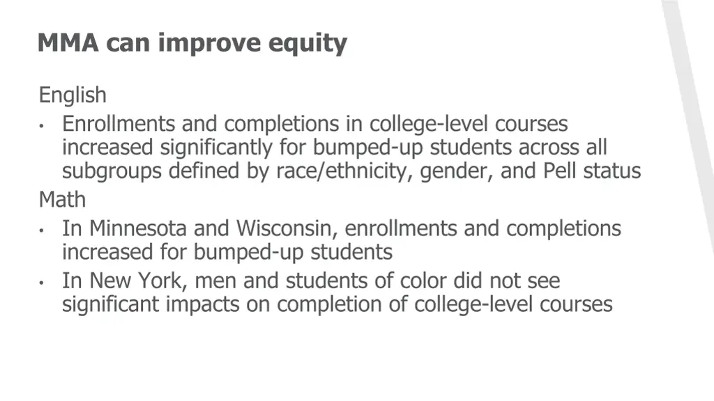 mma can improve equity