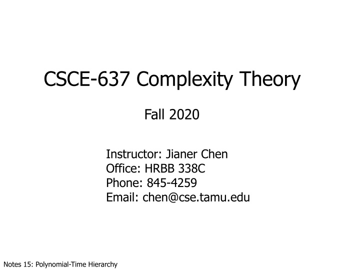 csce 637 complexity theory