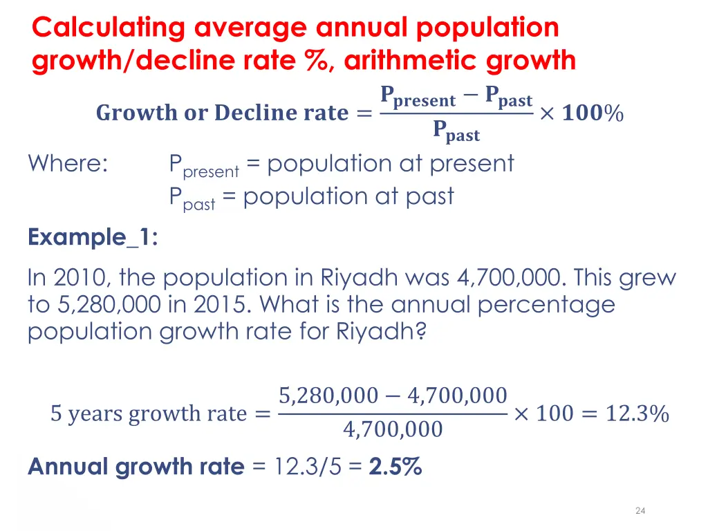 calculating average annual population growth