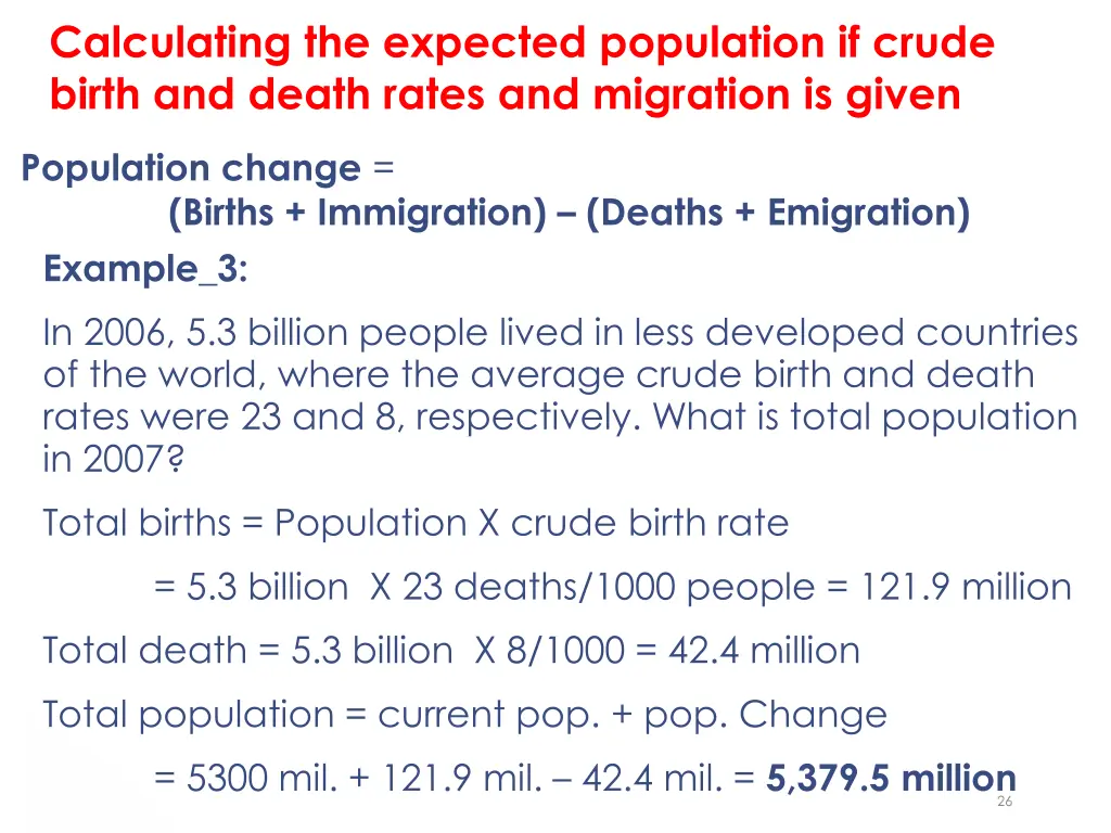 calculating the expected population if crude