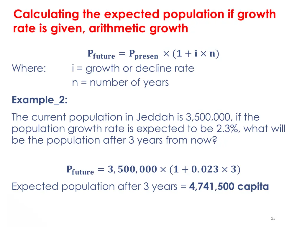 calculating the expected population if growth