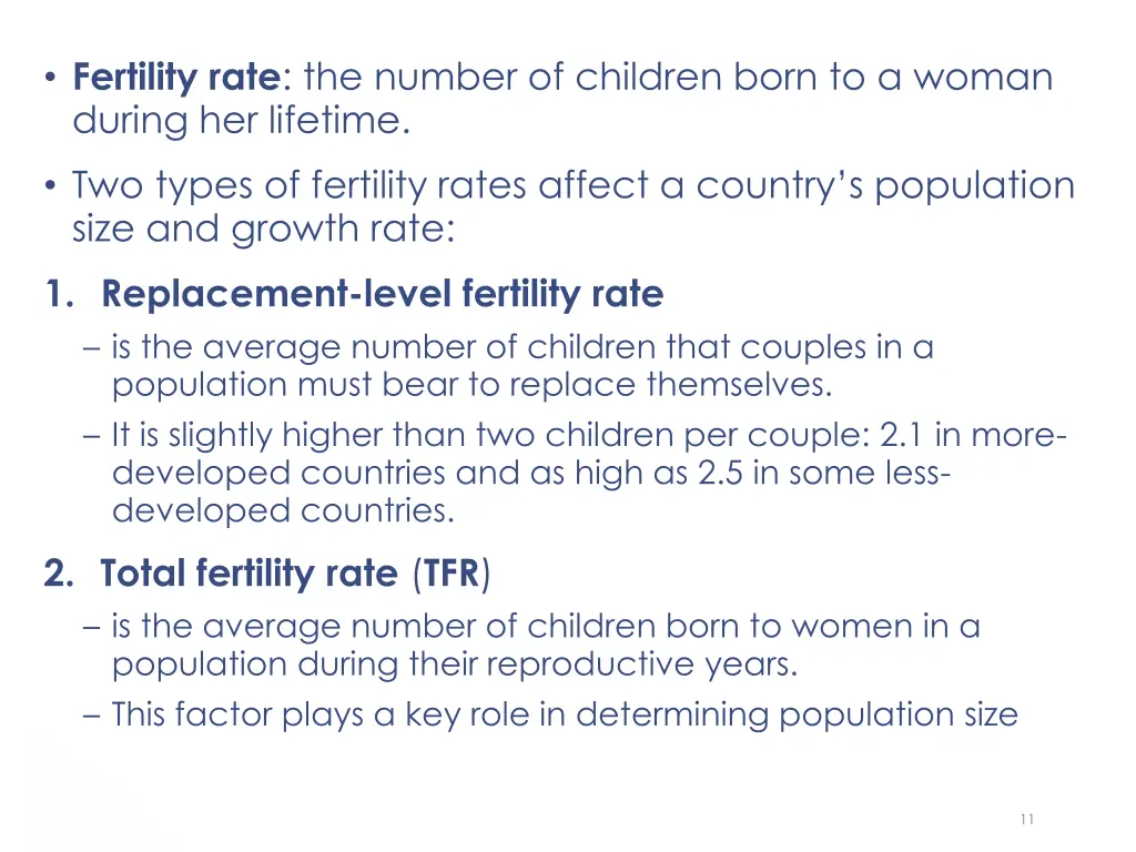 fertility rate the number of children born