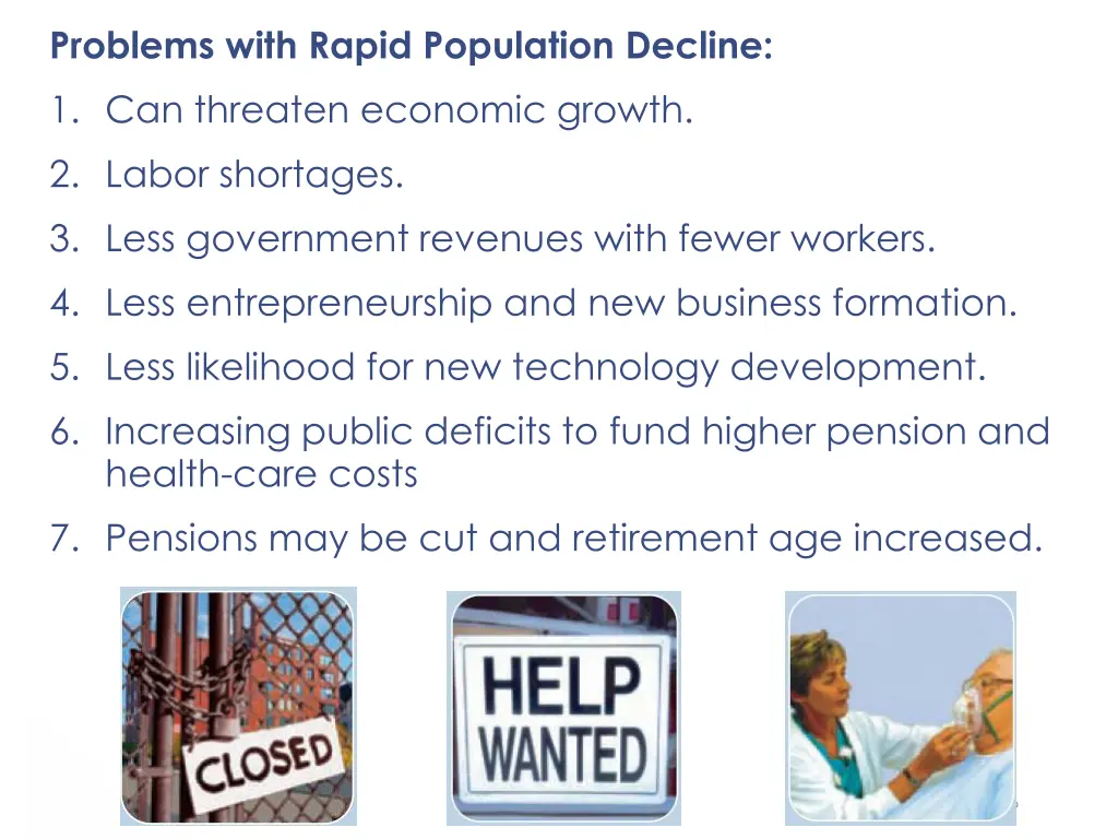 problems with rapid population decline